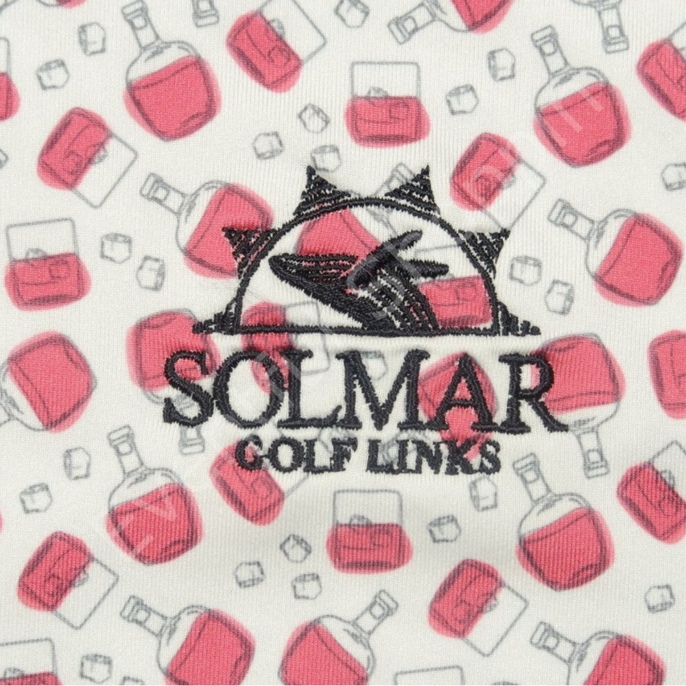 Straight Down Polo Shirt Mens XL White Red Solmar Golf Bourbon Drinks - Picture 4 of 5